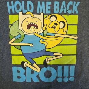 Cartoon Network S(6/7) Adventure Time Jake And Finn Hold Me Back Bro!!! Gray Tee